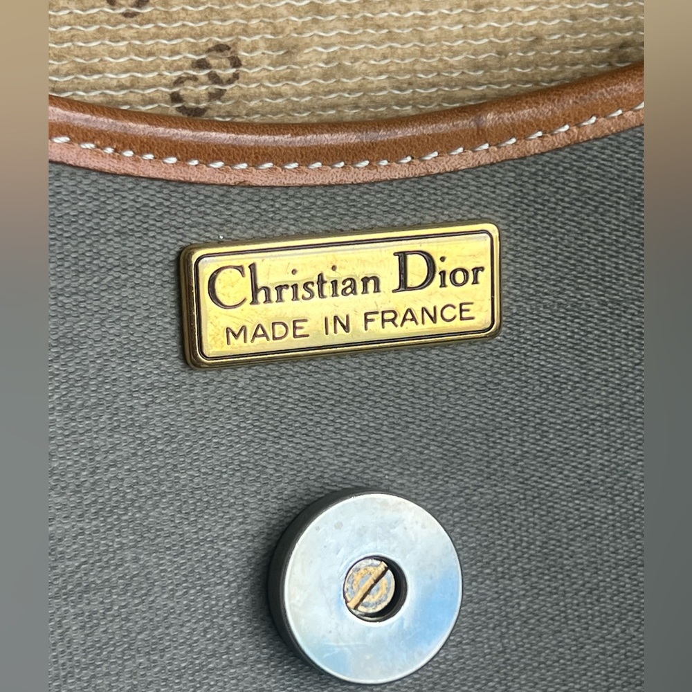 Christian Dior Gray Crossbody Bag with Brown Leather Trim EUC - Picture 8 of 15